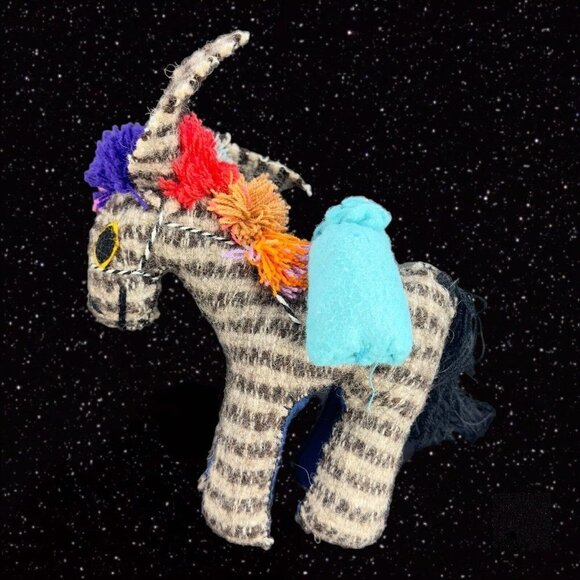 Other - Hand Made Mexico Folk Art Donkey Fabric Cloth Multicolor Animal Hand Crafted